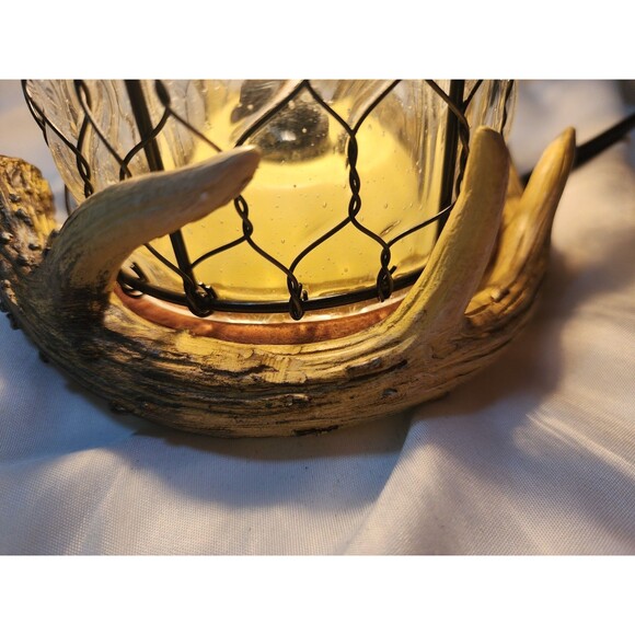 Scentsy Antler Lodge Full Size Wax Warmer Glass & Wire Shade Plug In Cabin Woods - Picture 3 of 11